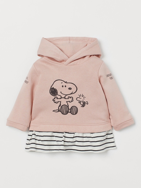 

H&M Girls Pink & Black Printed Sweatshirt Dress