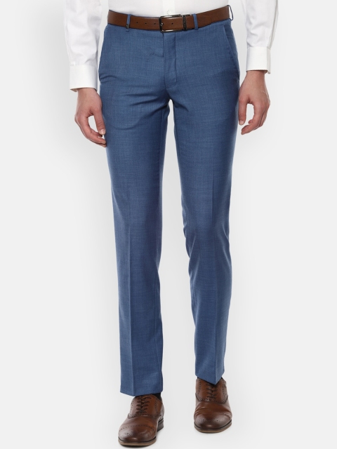 

Van Heusen Men Blue Solid Formal Trousers