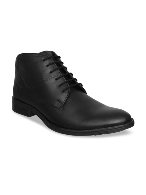 

ID Men Black Solid Genuine Leather Formal Boots