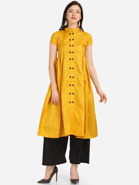 

Florence Women Mustard Yellow & Black A-Line Kurta with Palazzo Pants