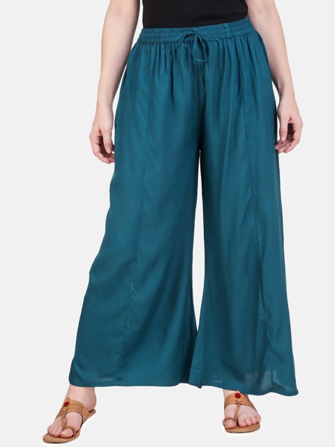

Aawari Women Teal Regular Fit Solid Regular Trousers