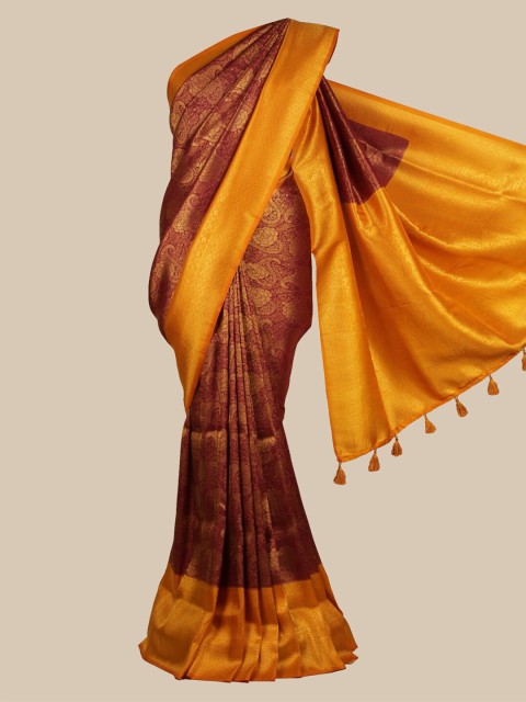 

Pothys Maroon & Yellow Art Silk Woven Design Saree