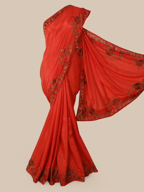 

Pothys Red Solid Art Silk Saree