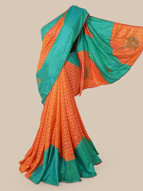 

Pothys Orange & Green Art Silk Embellished Saree