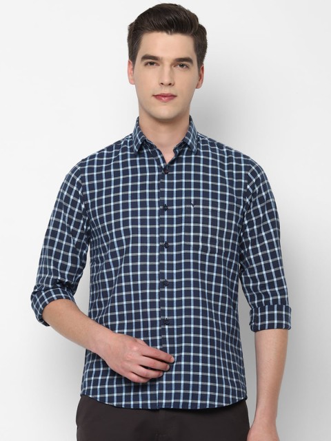 

Allen Solly Men Blue & Grey Slim Fit Checked Cotton Casual Shirt