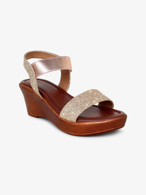 

Bloomtale Women Rose Gold Shimmered Wedges