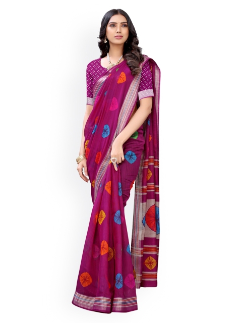 

KALINI Purple Printed Polycotton Saree