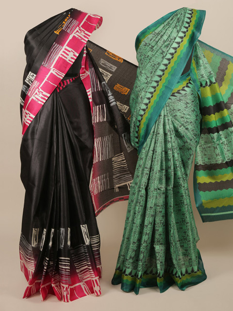 

Pothys Pack of 2 Black Solid Saree
