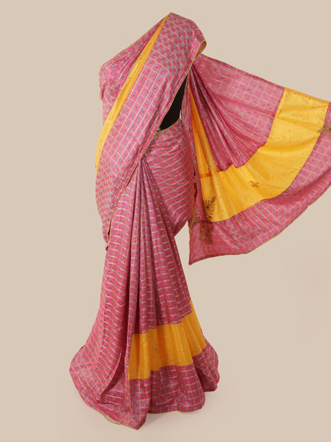 

Pothys Pink Checked Saree