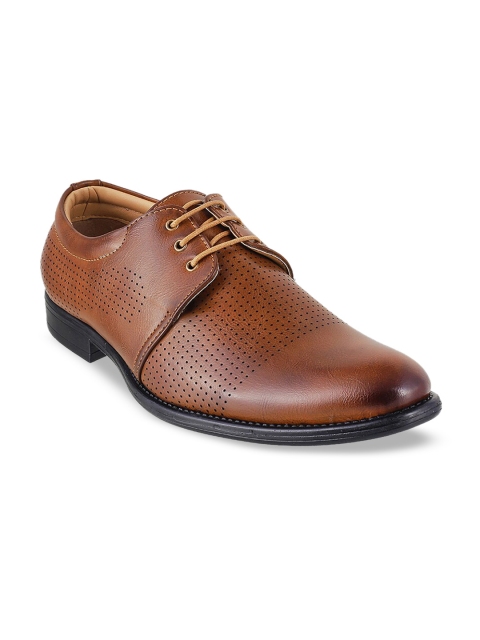 

WALKWAY by Metro Men Tan-Brown Textured Synthetic Formal Derbys