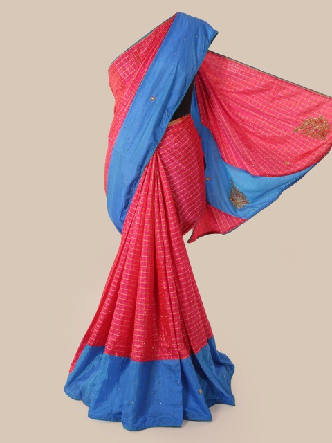 

Pothys Blue Checked Art Silk Saree
