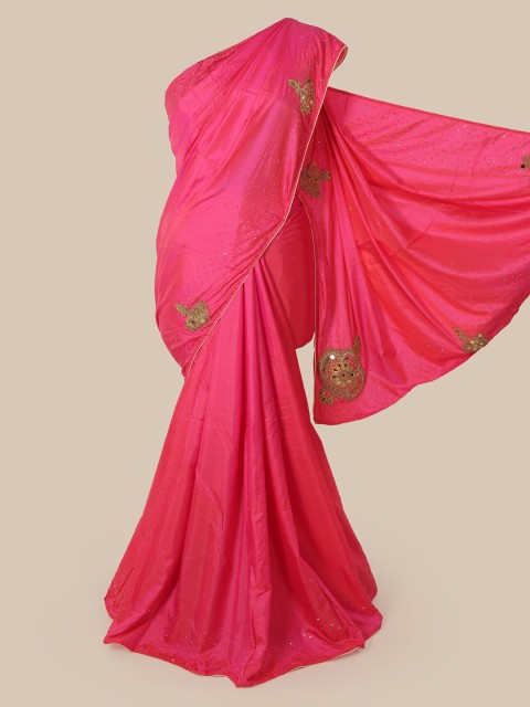

Pothys Pink Solid Art Silk Saree