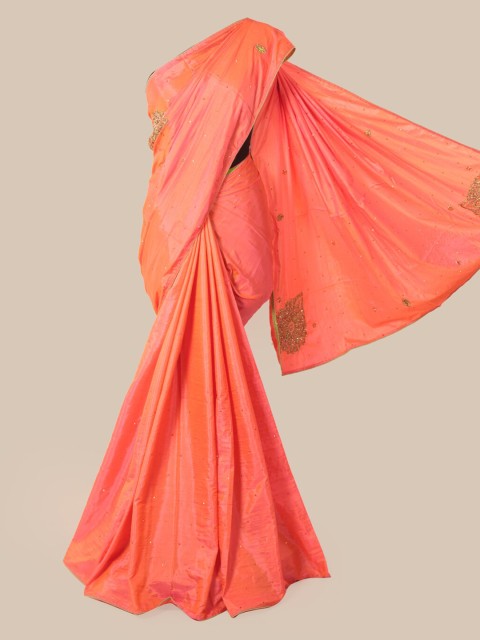

Pothys Peach-Coloured Solid Art Silk Saree