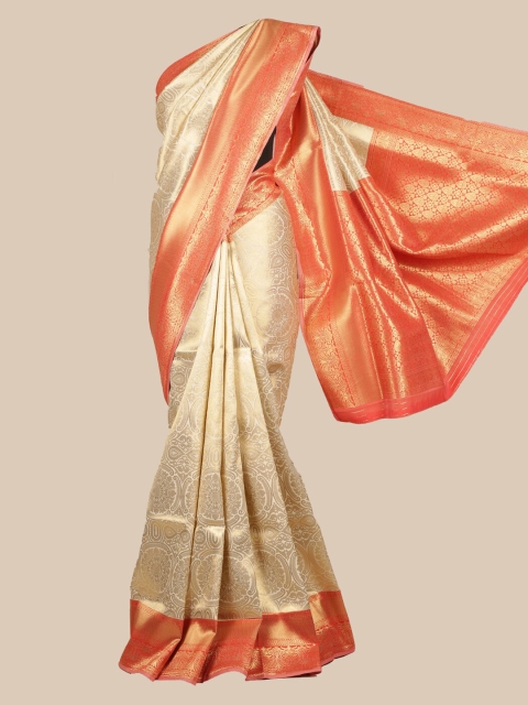 

Pothys Off-White & Orange Art Silk Woven Design Saree