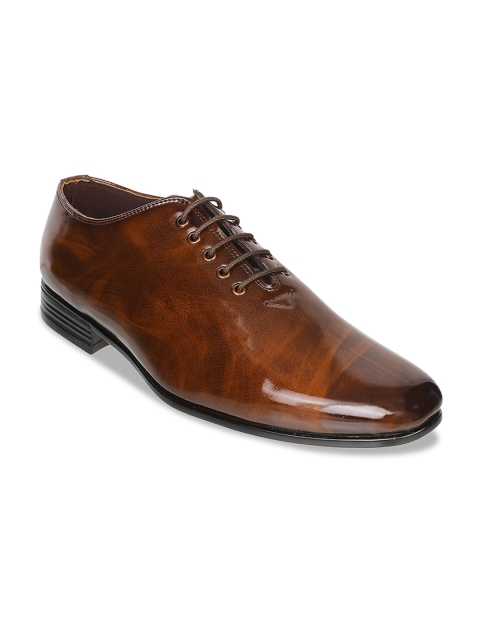 

WALKWAY Men Brown Textured Formal Oxfords