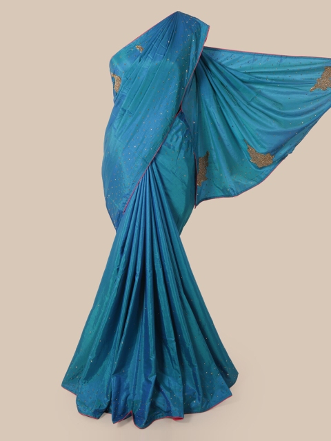 

Pothys Blue Embellished Art Silk Saree