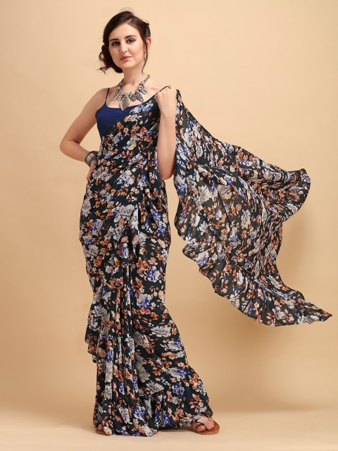 

Sangria Navy Blue Printed Saree