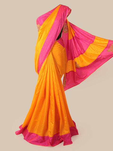 

Pothys Yellow & Pink Art Silk Embellished Saree