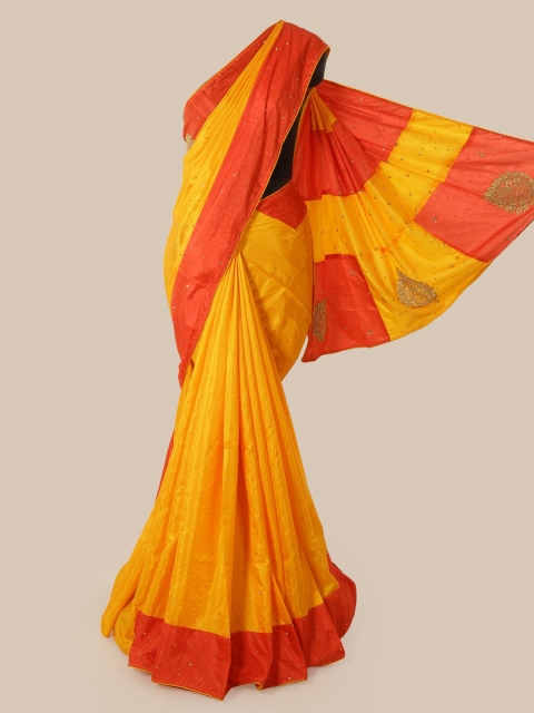 

Pothys Yellow & Orange Art Silk Embellished Saree