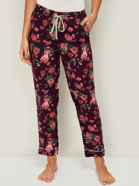 

Ginger by Lifestyle Women Maroon & Pink Floral Printed Lounge Pants