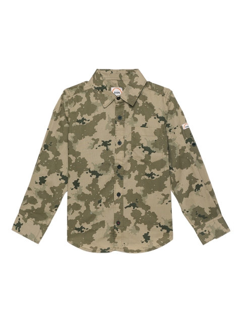

ZION Boys Beige & Olive Green Regular Fit Printed Casual Shirt