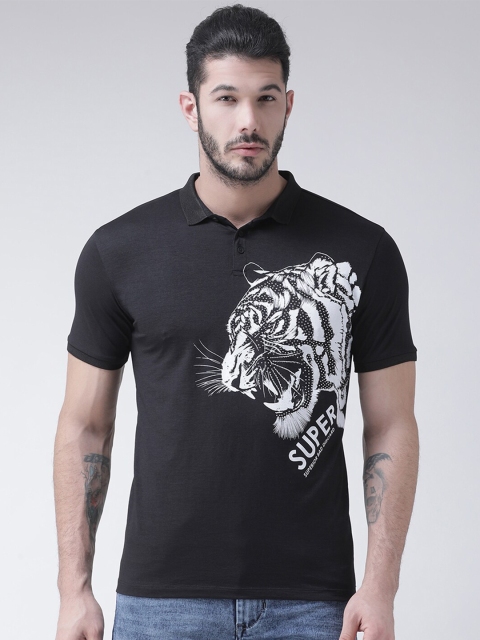

Rex Straut Jeans Men Black Printed Polo Collar T-shirt