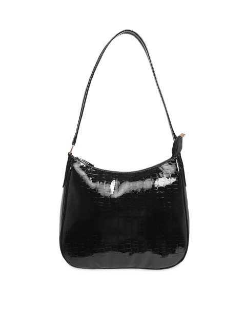 

Ratans Black Croc Textured Shoulder Bag