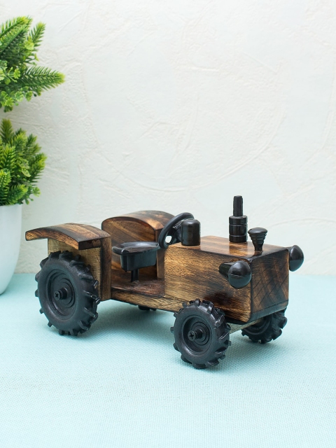 

WISHTANK Brown & Black Handicrafts Wooden Tractor Miniature Showpiece