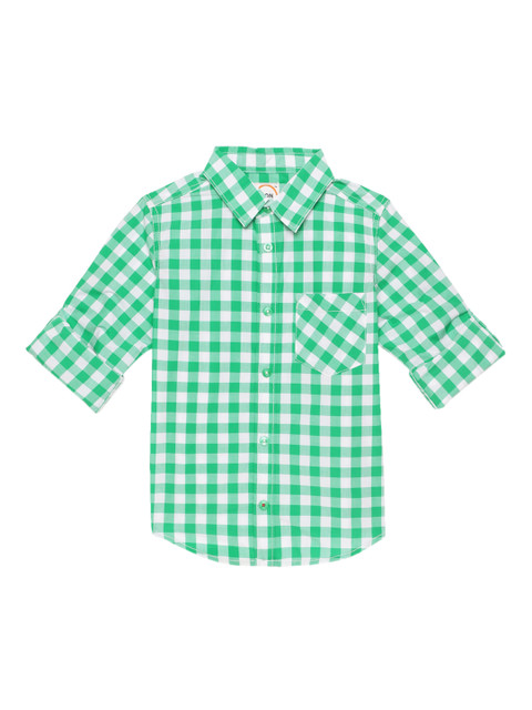 

ZION Boys Green & White Regular Fit Checked Casual Shirt