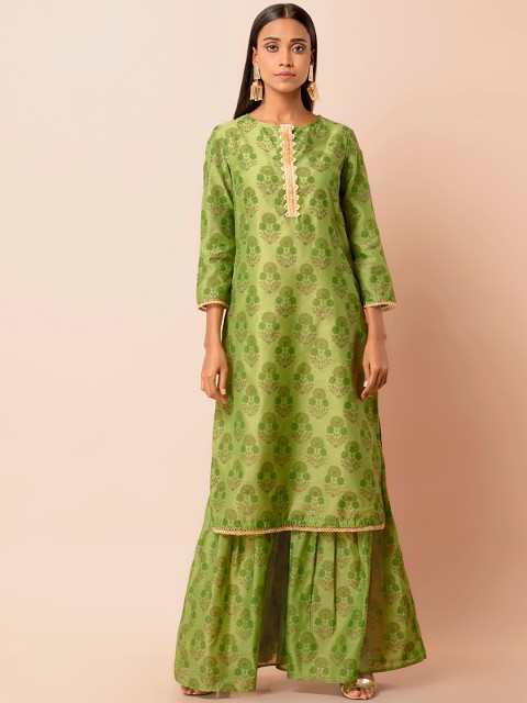 

INDYA Women Green Ethnic Motifs Printed Kurta