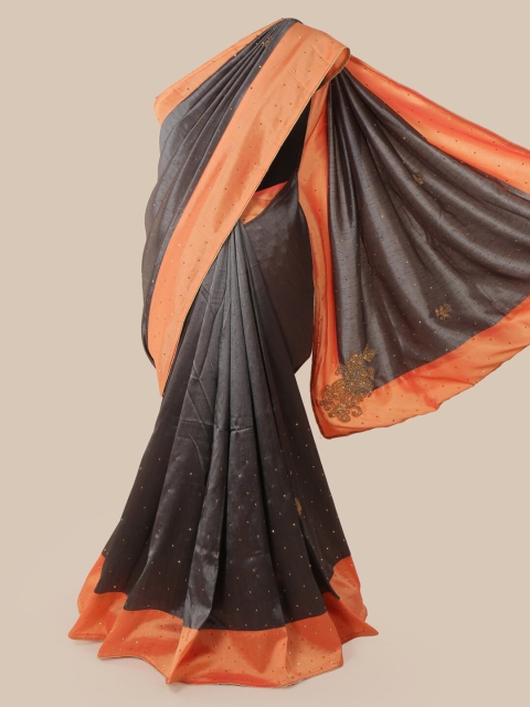 

Pothys Grey & Orange Art Silk Embellished Saree