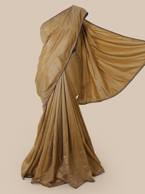 

Pothys Khaki Solid Art Silk Saree