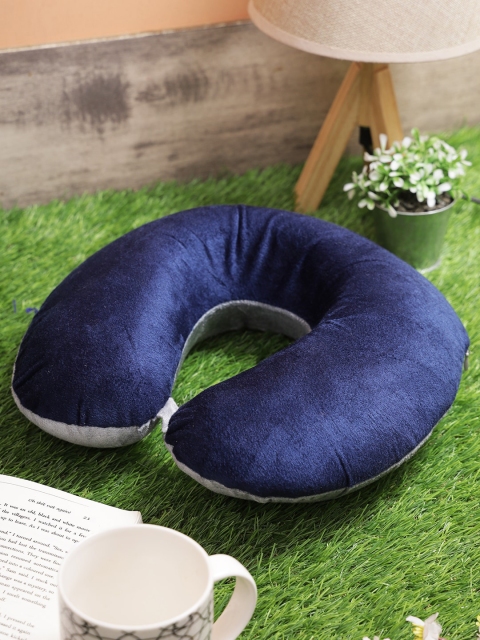 

Emerald Unisex Navy Blue & Grey Solid Memory Foam Travel Neck Pillow