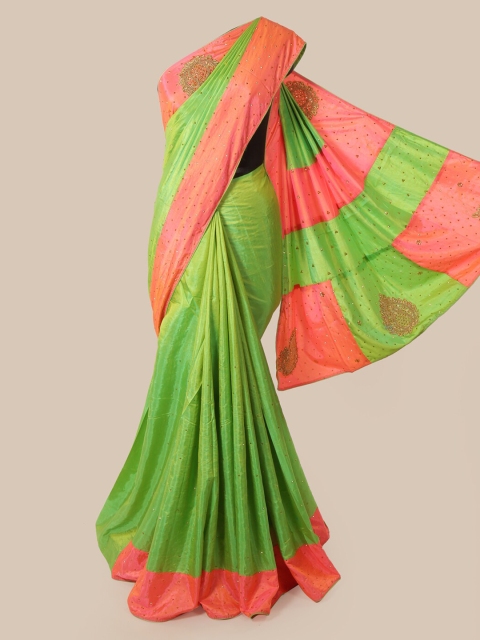 

Pothys Green & Pink Art Silk Embellished Saree
