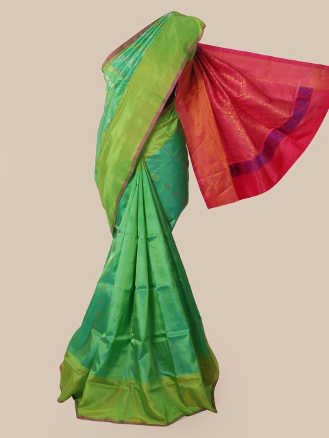 

Pothys Green Pure Silk Solid Kanjeevaram Saree