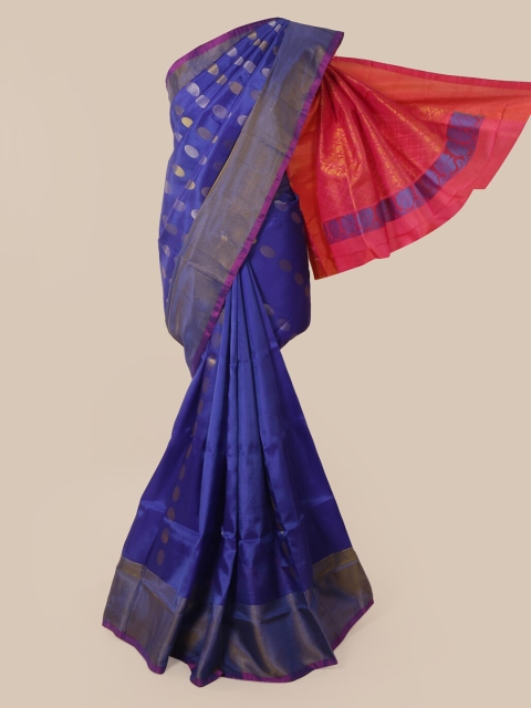 

Pothys Blue & Pink Pure Silk Woven Design Kanjeevaram Saree