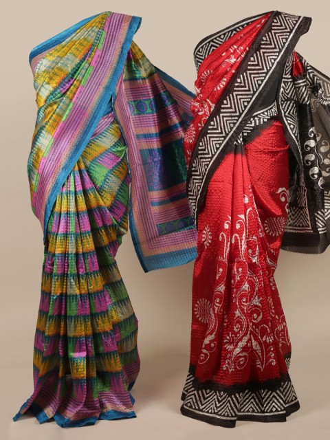 

Pothys Pack of 2 Multicoloured Printed Saree, Multi