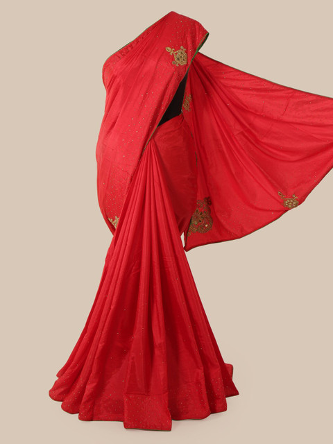 

Pothys Red Embroidered Art Silk Saree
