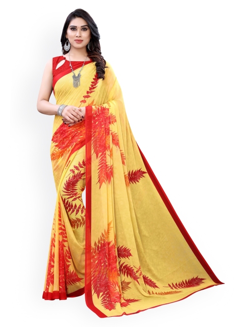 

KALINI Yellow & Red Poly Chiffon Printed Saree