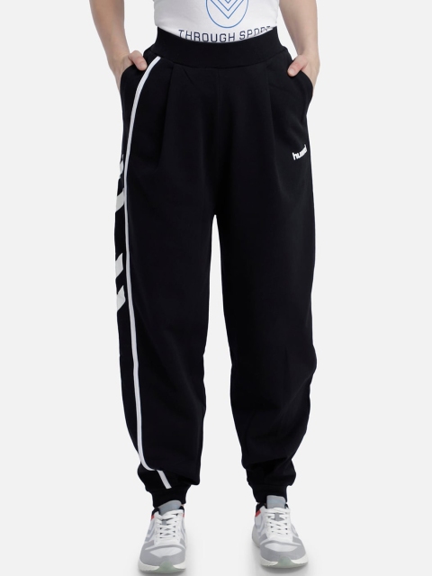 

hummel Women Black & White Solid Straight-Fit Joggers