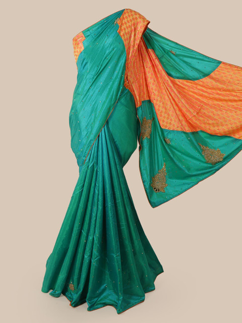 

Pothys Sea Green Embellished Art Silk Saree