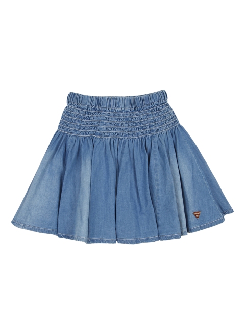 

Tiny Girl Girls Blue Solid Organic Cotton A-Line Skirt