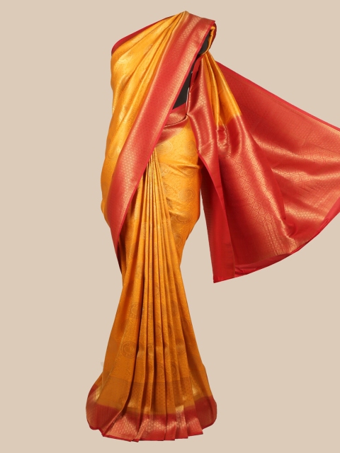 

Pothys Mustard Yellow & Red Art Silk Woven Design Saree