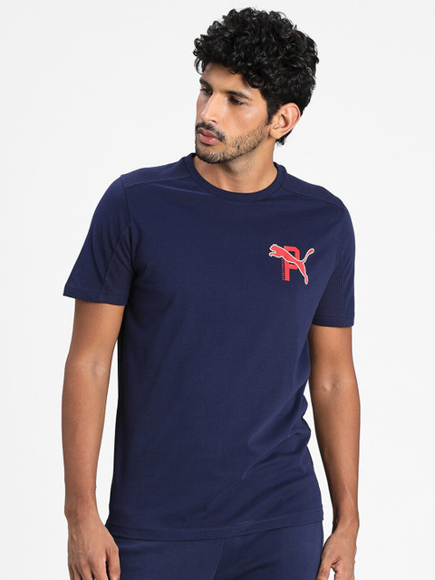 

Puma Men Blue & Red Brand logo Printed Round Neck T-shirt