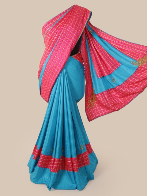 

Pothys Pink & Blue Art Silk Embellished Saree