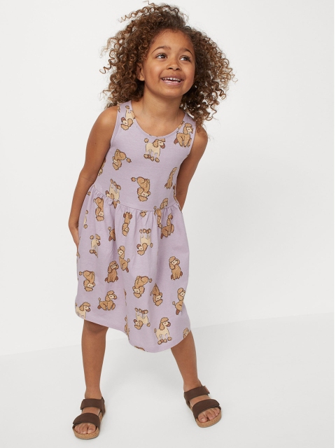 

H&M Girls Purple & Brown Printed Fit & Flare Dress