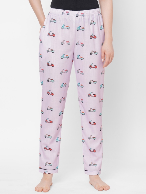 FashionRack Women Lavender & Red Printed Lounge Pants