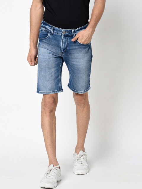 

Octave Men Blue Solid Regular Fit Denim Shorts