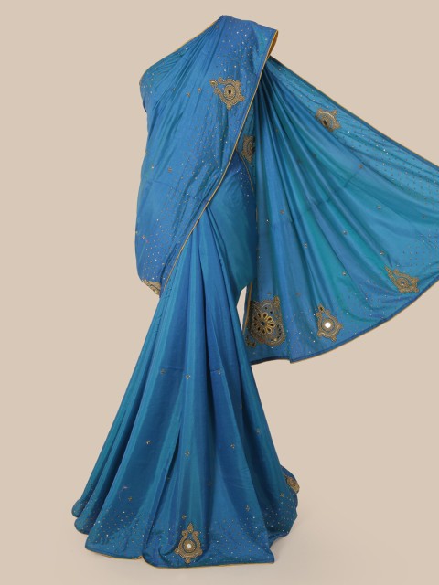 

Pothys Blue Embellished Art Silk Saree