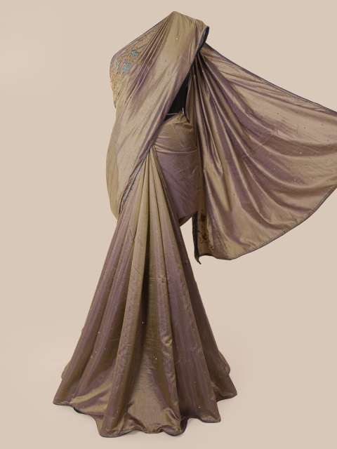 

Pothys Taupe Embellished Art Silk Saree